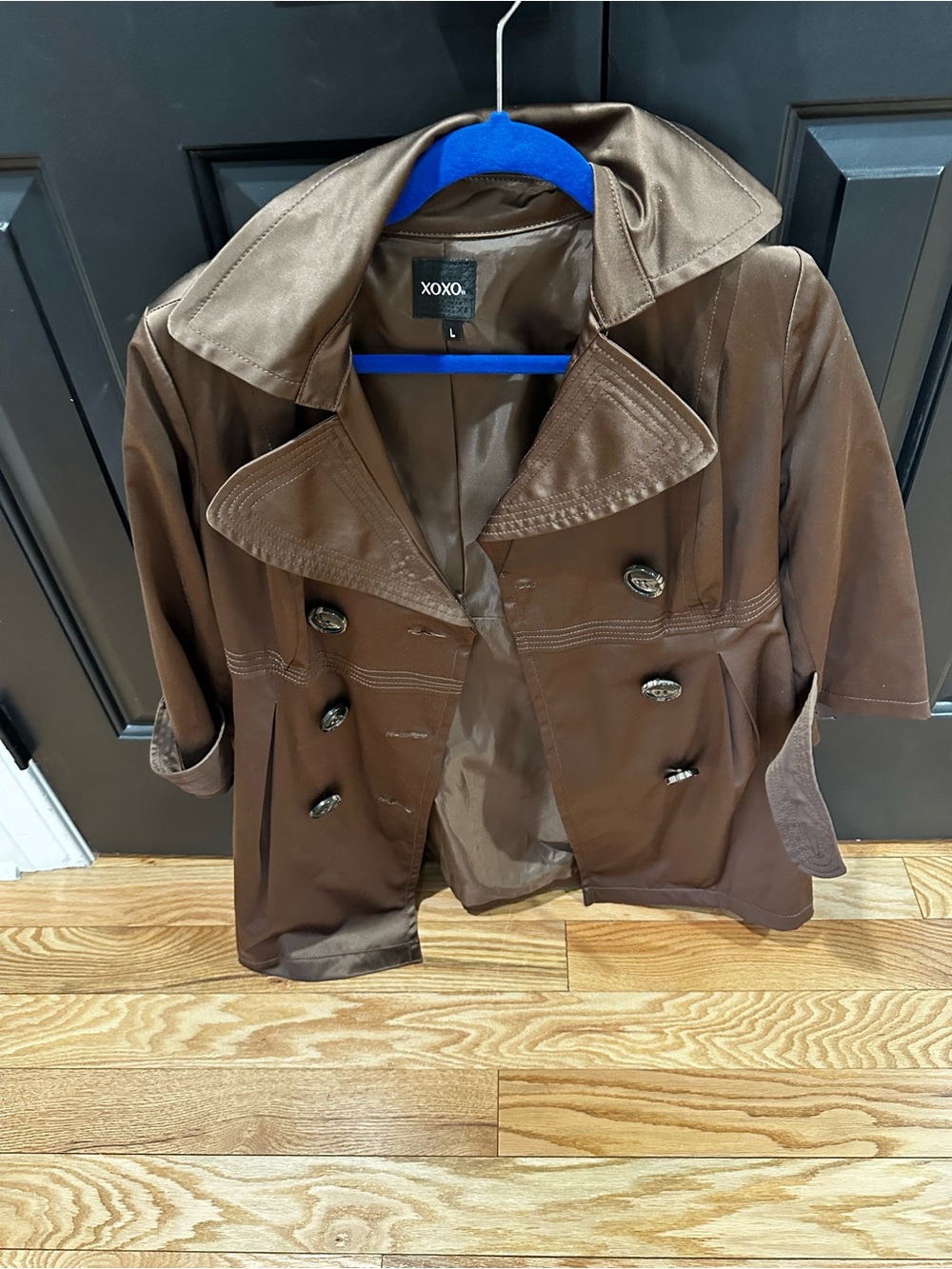 XOXO Chocolate Brown Satin-Lined Jacket